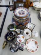 MISCELLANEOUS POTTERY AND CHINA, TWO INCLUDE ORIENTAL WALL PLAQUES (SOME A.F.), A ROYAL CROWN