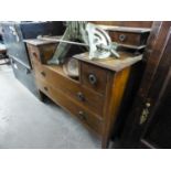 AN EDWARDIAN INLAID MAHOGANY SUNK-CENTRE  DRESSING TABLE, WITH FRAMED TRIPLE MIRRORS (ONE DRAWER