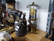 OLD MINORS SAFETY LAMP AND A OLD BLOW TORCH (2)