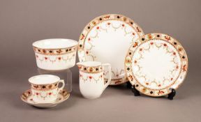 A VICTORIAN 12 PIECE PORCELAIN PART DESSERT SERVICE OF 11 PLATES AND A SINGLE PEDESTAL COMPORT,