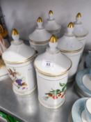 SET OF SIX MODERN LIMOGES CERAMIC CHEMIST JARS WITH LIDS