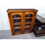 MAHOGANY SUPERSTRUCTURE BOOKCASE, HAVING GLAZED PANEL DOORS