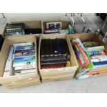 A LARGE QUANTITY OF BOOKS, TO INCLUDE; NOVELS, TRAVEL ETC... (5 BOXES)