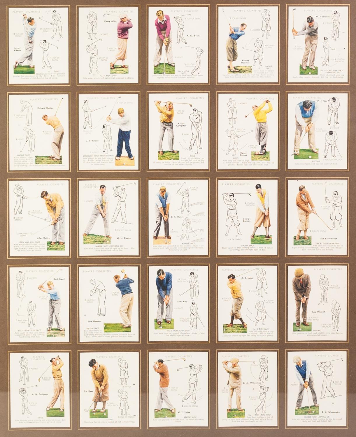 FRAMED SET OF 25 PLAYERS CIGARETTE CARDS depicting famous golfers such as Henry Cotton, Peter Allis, - Image 2 of 3