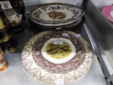 ROYAL WORCESTER PALISSY WARE OVAL MEAT DISH , PRINTED WITH PHEASANTS, THREE OTHER OVAL MEAT