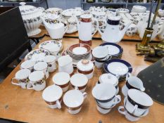 AN ELIZABETHIAN 'BURGUNDY' CHINA COFFEE SERVICE FOR FOUR PERSONS, A NORITAKE 'MONACO' TEA SERVICE