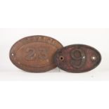 CAST IRON BRIDGE PLATE L & NWR - Co 23 with double border, (unrestored condition), oval 17 3/4" (