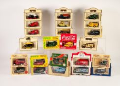 FORTY LLEDO MINT AND BOXED DIE CAST MODELS OF VINTAGE VANS AND CARS, in window boxes (good) and