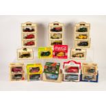 FORTY LLEDO MINT AND BOXED DIE CAST MODELS OF VINTAGE VANS AND CARS, in window boxes (good) and