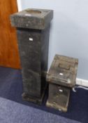 TWO PROBABLY PRE-WAR HEAVY DUTY EBONIZED WOOD STORAGE BOXES FOR LARGE SCALE LOCOMOTIVE AND TENDER,