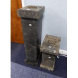 TWO PROBABLY PRE-WAR HEAVY DUTY EBONIZED WOOD STORAGE BOXES FOR LARGE SCALE LOCOMOTIVE AND TENDER,