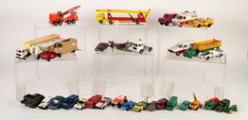 SELECTION OF PLAYWORN DIE CAST TOY VEHICLES, inlcudes Matchbox Super Kings K12 Mobile Crane and