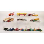 SELECTION OF PLAYWORN DIE CAST TOY VEHICLES, inlcudes Matchbox Super Kings K12 Mobile Crane and