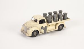 CHAD VALLEY (WEE-KIN) SPRING DRIVEN DIE CAST METAL MILK DELIVERY LORRY, cream with EIGHT DIE CAST