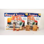 *TWO WOODCRAFT CONSTRUCTION KITS AH-03 to make a small house with garden and picket fence and SIX