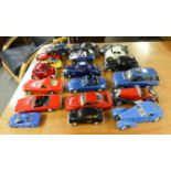 TWENTY APPROXIMATELY 1:24 SCALE DIE CAST MODELS OF CARS AND SPORTS CARS, 1930s and later, includes