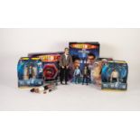 SELECTION OF DOCTOR WHO RELATED FIGIRES AND ITEMS including three mint and boxed The Eleventh Doctor