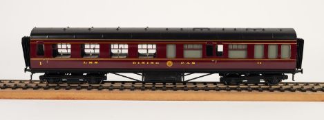 EXLEY TYPE K6 'O' GAUGE DINING CAR, in maroon L.M.S. livery, bears original metalic paper label,