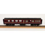 EXLEY TYPE K6 'O' GAUGE DINING CAR, in maroon L.M.S. livery, bears original metalic paper label,