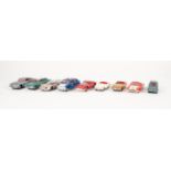 NINE DINKY TOYS SALOON AND SPORTS CARS CIRCA 1960's includes; Aston Martin - metallic grey with