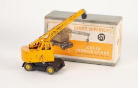 DINLY SUPERTOYS, CIRCA 1949 - 54 'COLES MOBILE CRANE' model No 571, yellow and black, some chips