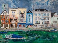 KATHARINE DOVE (TWENTIETH/ TWENTY FIRST CENTURY) MIXED MEDIA ON CANVAS ?Inner Harbour, Dartmouth?