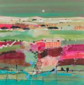 EMMA S. DAVIS (b.1975) MIXED MEDIA ON BOARD ?Spring Patterns and Moonlight? Signed, tilted verso