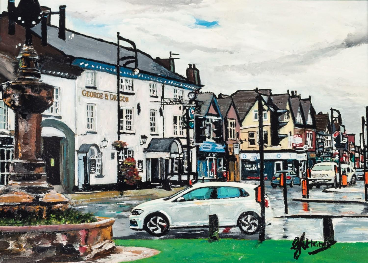 GARY ATKINSON (b.1977) ACRYLIC ON PAPER ?Cheadle Village? Signed 11? x 15? (28m x 38.1cm) C/R-good