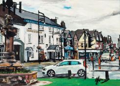 GARY ATKINSON (b.1977) ACRYLIC ON PAPER ?Cheadle Village? Signed 11? x 15? (28m x 38.1cm) C/R-good