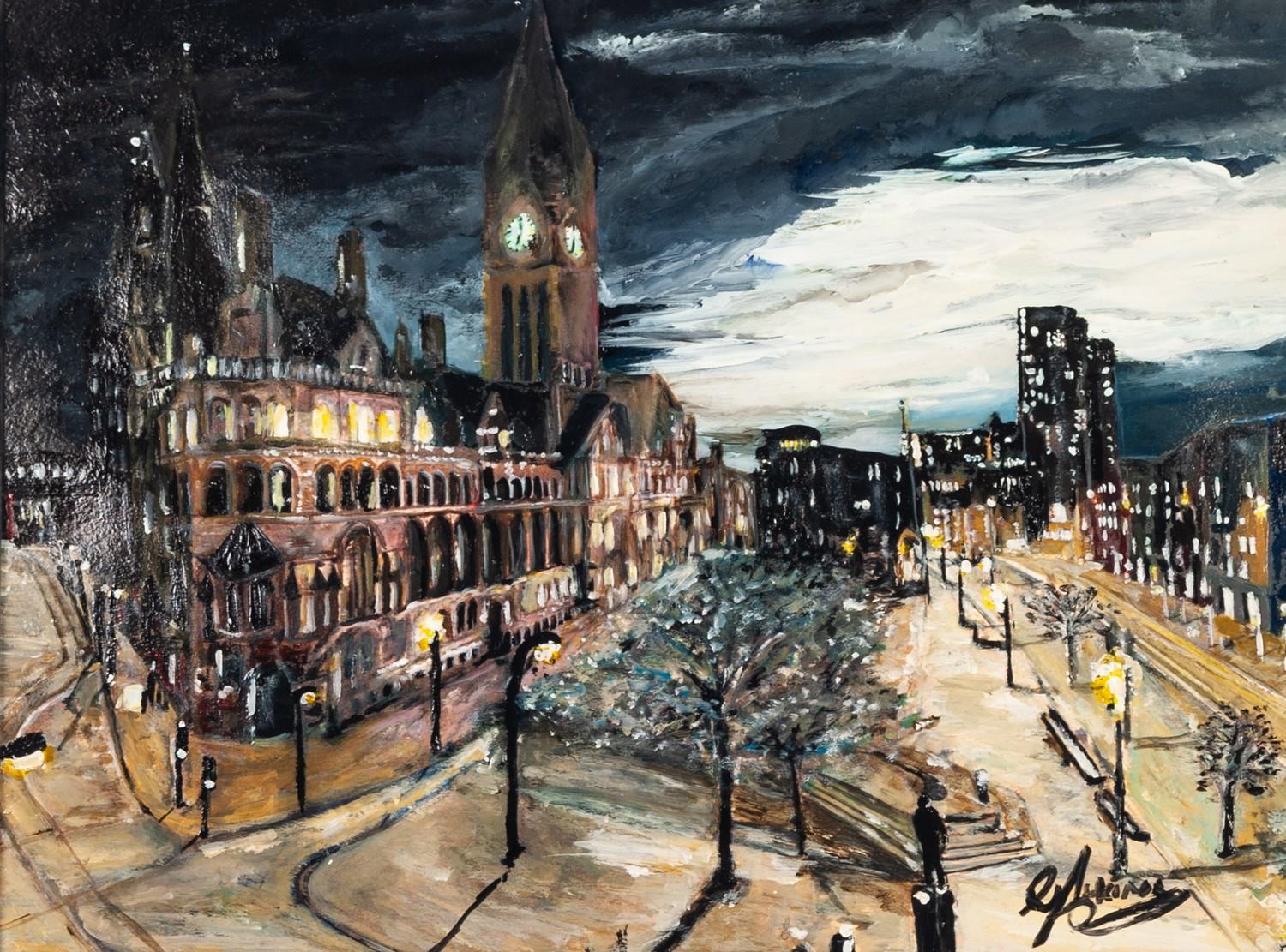 GARY ATKINSON (b.1977) ACRYLIC ON PAPER ?Manchester Town Hall? Signed 11? x 15? (28cm x 38.1cm) C/
