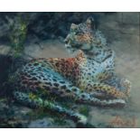 ROLF HARRIS (b.1930) ARTIST SIGNED LIMITED EDITION COLOUR PRINT ON CANVAS ?Leopard Reclining at