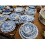 THIRTY NINE PIECE ?STAFFORD? BLUE AND WHITE POTTERY PART DINNER SERVICE FOR SIX PERSONS, one bowl