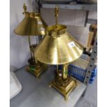 ?PARIS ORIENT EXPRESS? STYLE BRASS TABLE LAMPS WITH BRASS CONICAL SHADES