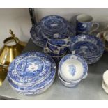 SPODE?S ?ITALIAN? BLUE AND WHITE POTTERY PART DINNER SERVICE FOR SIX PERSONS