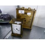 ACCTIM BRASS MANTEL CLOCK WITH BATTERY MOVEMENT AND BAYARD, FRENCH MODERN 8 DAY BRASS AND GLASS