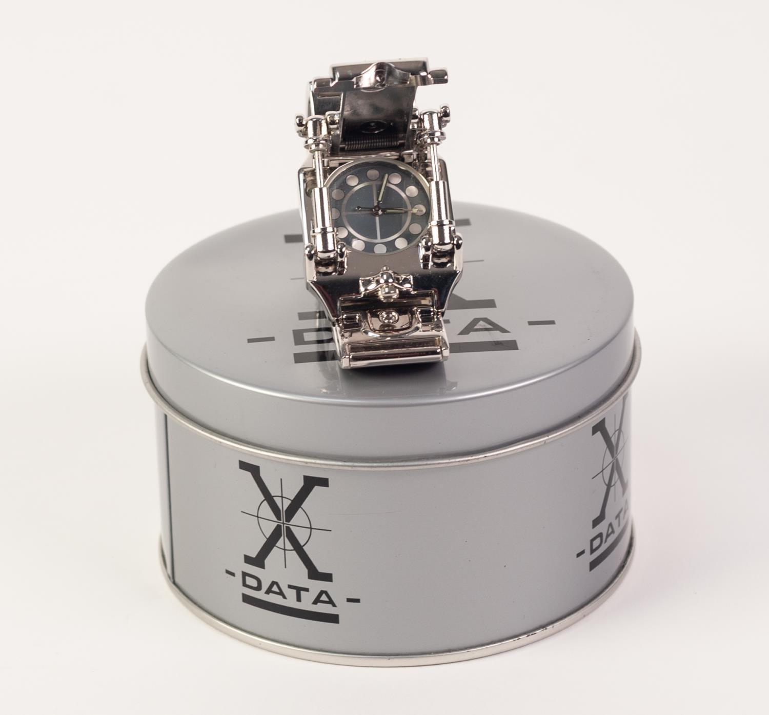AN X DATA STAINLESS STEEL WRIST WATCH (as new) in original metal box - Image 2 of 2