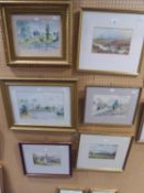 C. BRUN (TWENTIETH/ TWENTY FIRST CENTURY) THREE WATERCOLOURS Landscapes, all titled verso 5 ½? x