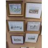 C. BRUN (TWENTIETH/ TWENTY FIRST CENTURY) THREE WATERCOLOURS Landscapes, all titled verso 5 ½? x