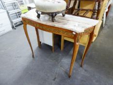 LOUIS XVI STYLE MARBLE TOPPED HALL TABLE WITH ORMOLU MOUNTS