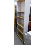 AN OPEN SHELVING UNIT OF FIVE TIERS AND AN OIL FILLED ELECTRIC RADIATORS ON CASTORS