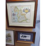 GELDART ARTIST SIGNED LIMITED EDTION PRINT OF A PENCIL DRAWING 'CAT' REPRODUCTION ANTIQUE MAP OF
