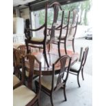 A MODERN HONG KONG ACQUIRED EXTENDINGH DINING TABLE WITH SIX DINING CHAIRS (4 +2) (7) (ONE CHAIR A.