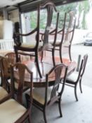 A MODERN HONG KONG ACQUIRED EXTENDINGH DINING TABLE WITH SIX DINING CHAIRS (4 +2) (7) (ONE CHAIR A.