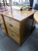 A WALUTWOOD TWO DRAWER FILING CABINET ENSUITE WITH THE DESK