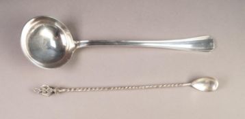 FOREIGN SILVER COLOURED METAL LONG HANDLED ICE CREAM SPOON, 800 Standard, with twisted handle and