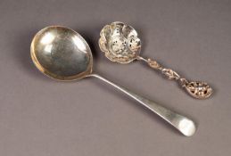 SILVER SERVING SPOON BY EDWARD VINERS, 8? (20.3m) long, Sheffield 1960, together with a FANCY SILVER