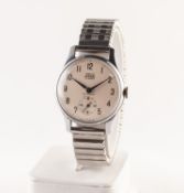 SMITHS 'ASTRAL' (made in England), GENT'S STAINLESS STEEL VINTAGE WRISTWATCH with 15 jewel movement,