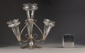 EARLY 20th CENTURY ELECTROPLATED TABLE EPERGNE with four removable cut glass receivers, engraved