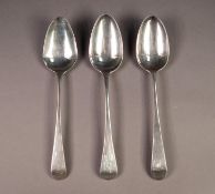 TWO GEORGE III SILVER TABLE SPOONS, one by PETER & WILLIAM BATEMAN, London 1806, initialled, the