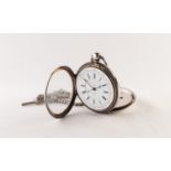 VICTORIAN SILVER CENTRE SECONDS CHRONOGRAPH, with key wind movement, white two-part roman dial, 2